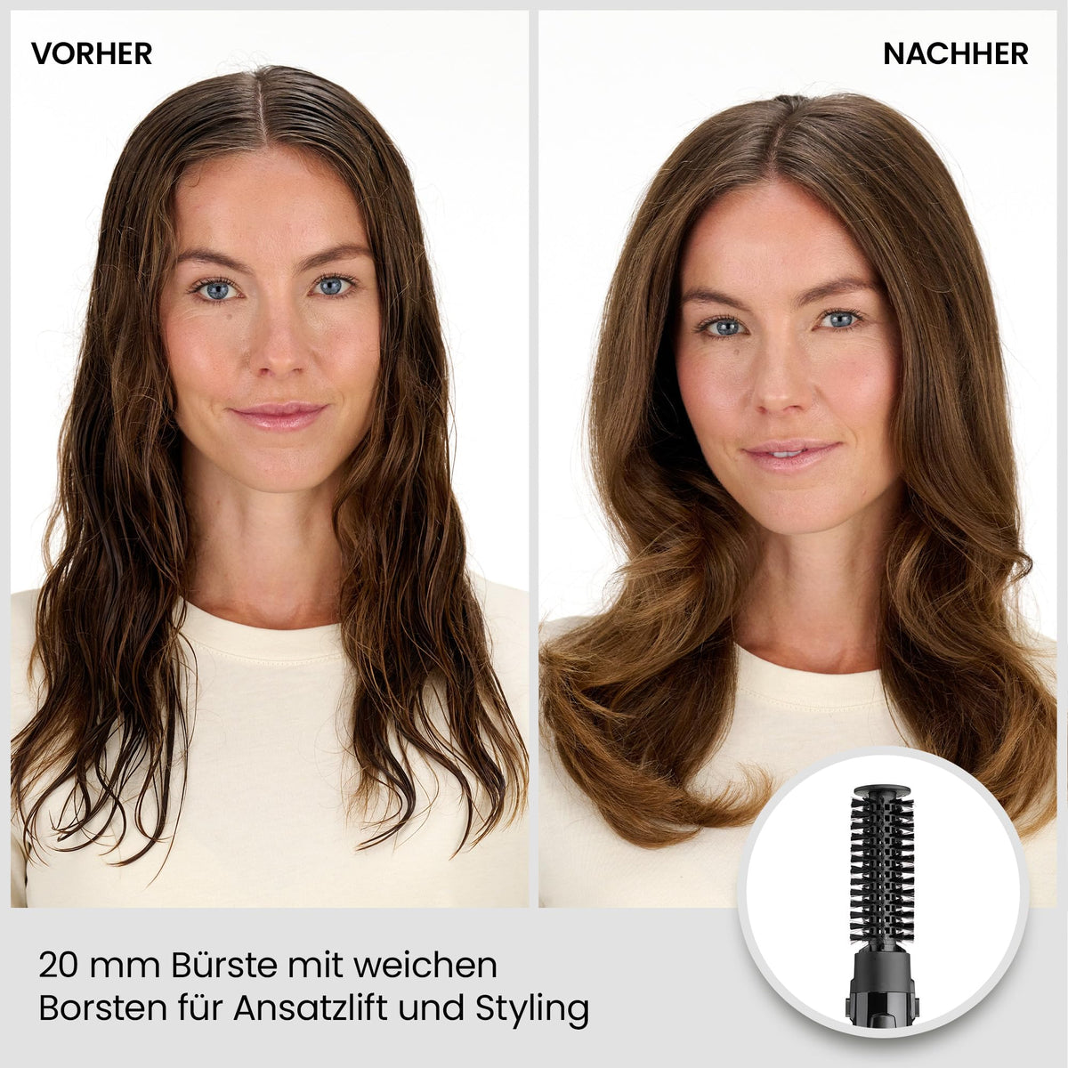 BaByliss Perfect Finish - perie de uscare cu aer cald de 1000W. 3 accesorii pentru îndreptare, volum și modelare, 2 setări de temperatură + nivel rece, tehnologie cu ioni pentru anti-frizz, negru, AS126E