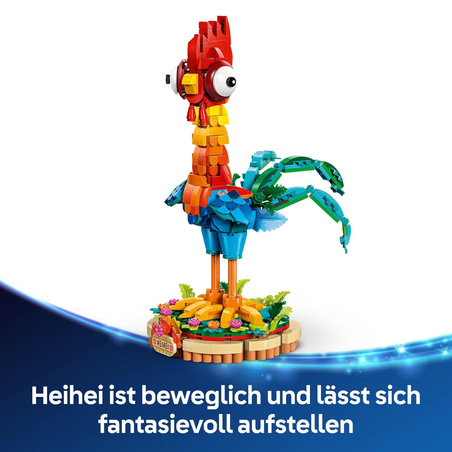 LEGO ǀ Disney Moana 2: Heihei toy - animal figure for playing and displaying with rotating head, movable wings and tail feathers as well as stand - gift for girls aged 9 and over - 43272