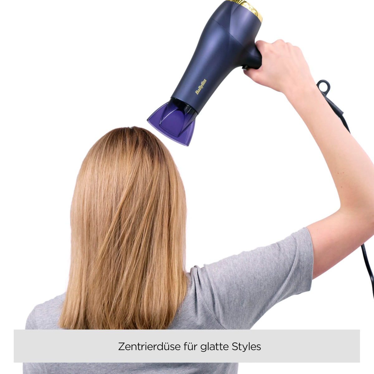 BaByliss Hair Dryer Midnight Luxe – Powerful 2300W hair dryer, anti-frizz ion technology, fast drying, professional and lightweight, 3 heat settings & 2 speed settings, 5781PE