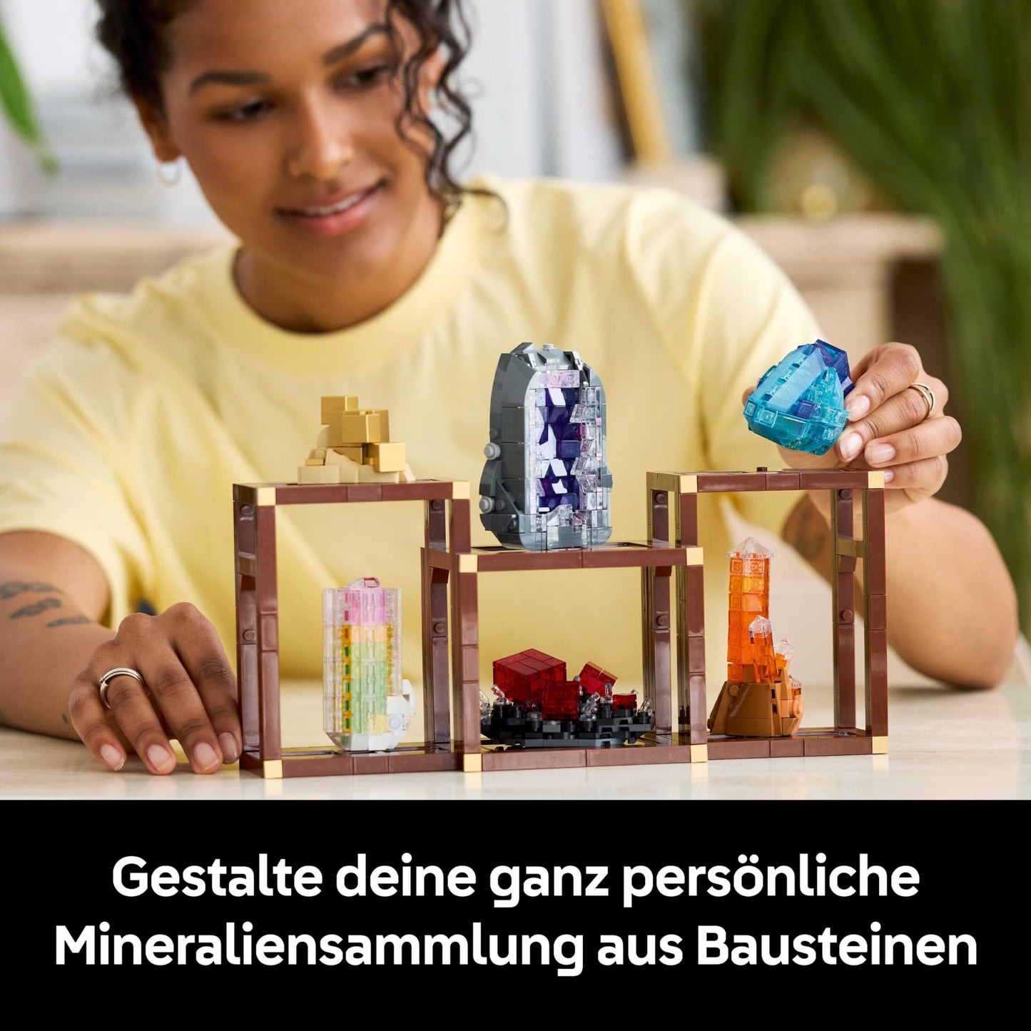 LEGO Ideas mineral collection - set for adults - model building with crystal elements including amethyst, fluorite & tangerine quartz and 3 stands - DIY home decoration gift idea - 21362