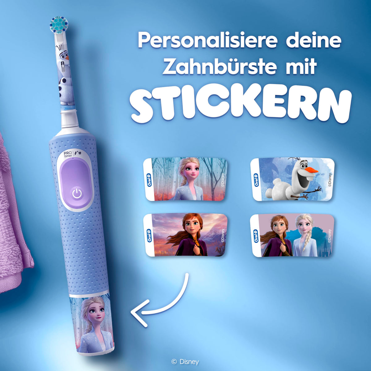 Periuță de dinți electrică Oral-B Pro Kids Frozen pentru copii, Albastru/Violet - 773178