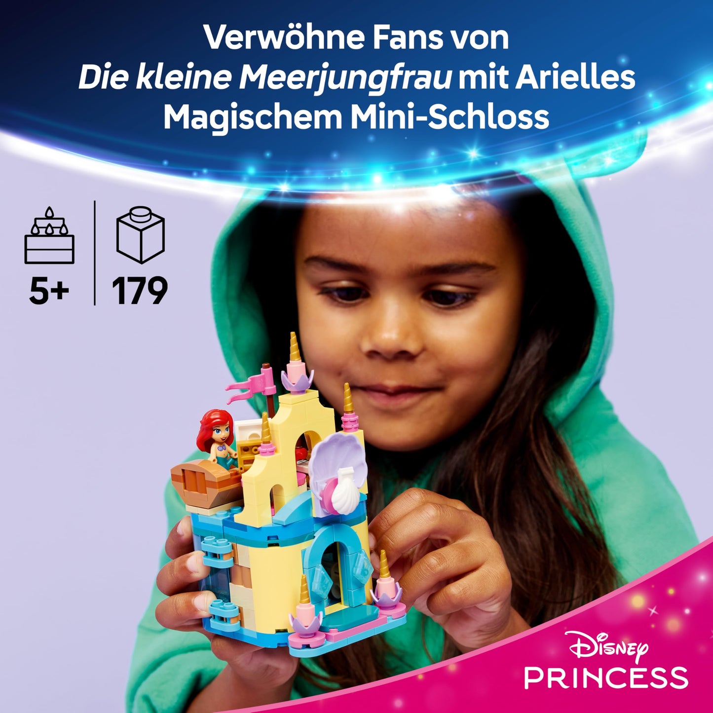 LEGO ǀ Disney Princess Ariel's Magic Mini Castle - Toy Castle from The Little Mermaid with a Micro Doll, Animal Figures Sebastian & Fabius - Gift for Girls from 5 Years - 43285