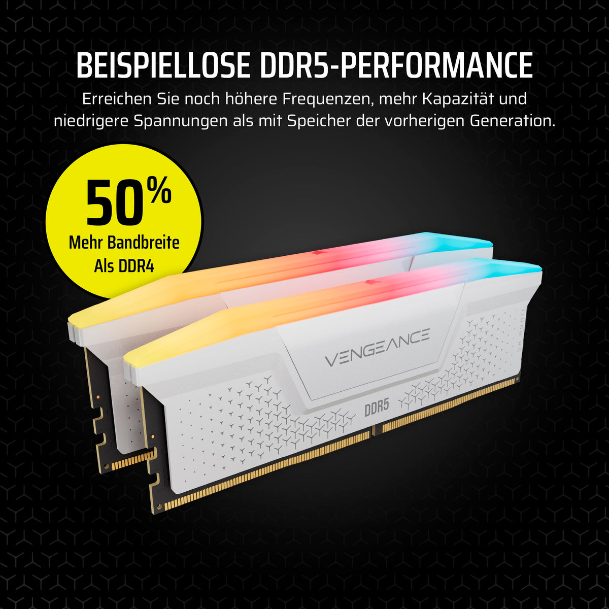 CORSAIR Vengeance RGB RS DDR5 32GB (2 x 16GB) până la 5600MHz AMD Intel RAM - CMG32GX5M2B5600Z40W