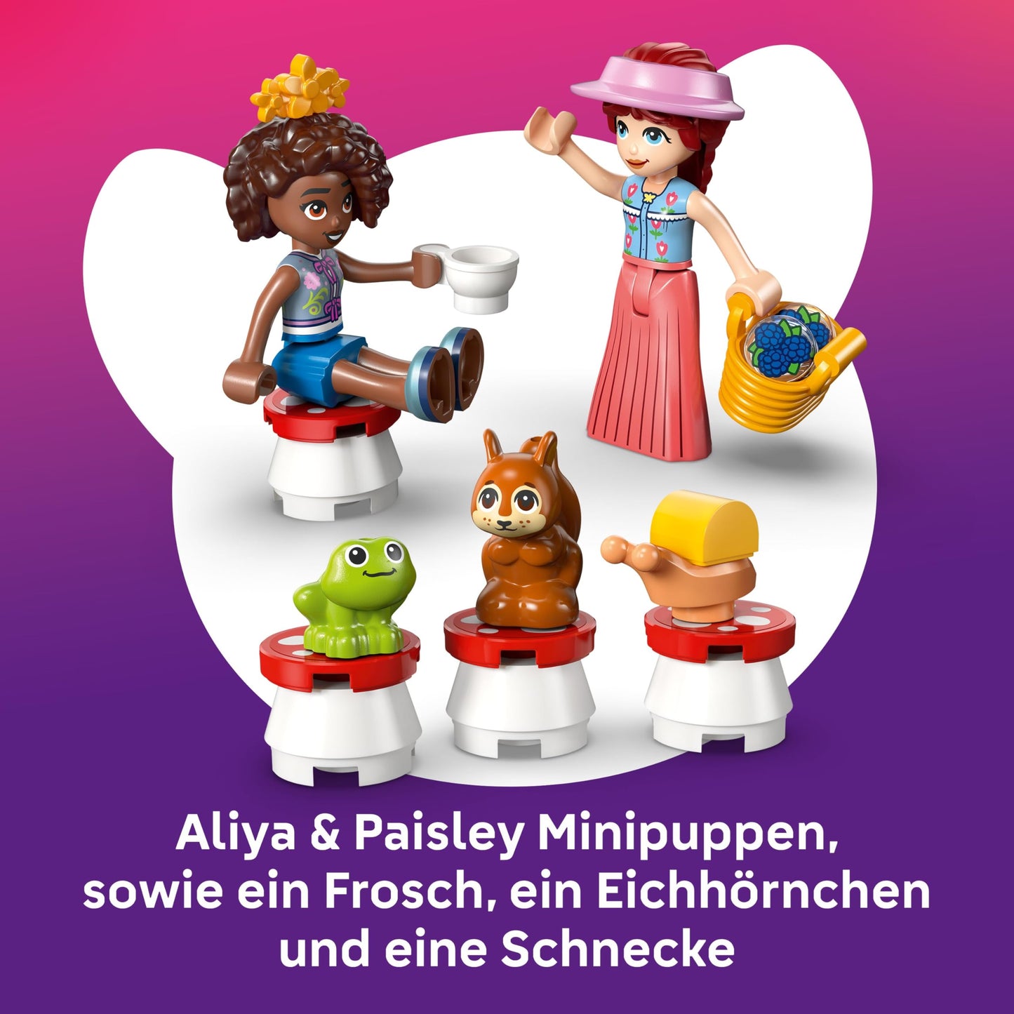 LEGO Friends Tea Party in the Forest - Playset with 2 minifigures, 2 animal figures & toy food accessories - children's room decoration - gift idea for girls aged 6 and over - 42690
