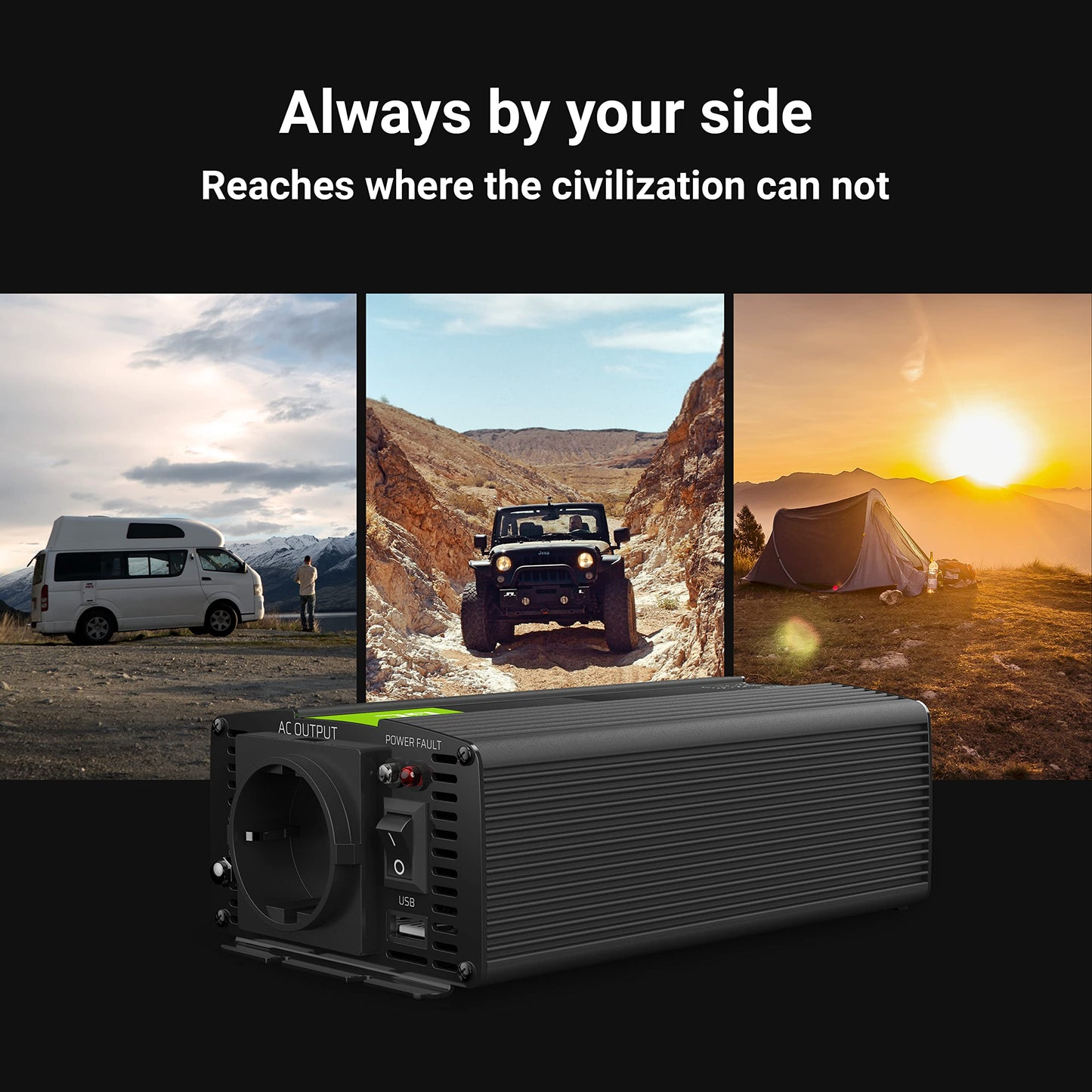 Green Cell 300W/600W 24V to 230V Sine Wave Volt Car Voltage Converter Inverter Power Solar Inverter DC AC Converter Current Converter Caravan Car Modified Sine Cigarette Lighter Socket - INV02DE