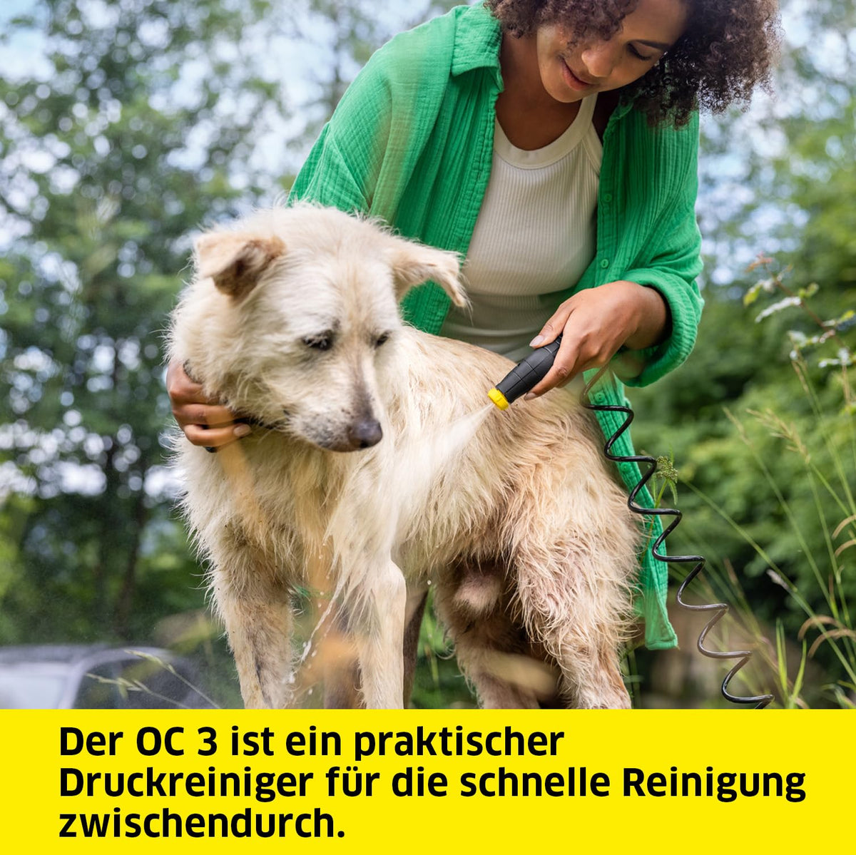 Kärcher Mobile Outdoor Cleaner OC 3 Pet Box (Water tank volume: 4 l, Lithium-ion battery, Removable water tank, Gentle low pressure, Cone nozzle, Fur cleaning brush, Viscose towel) - 1.680-018.0