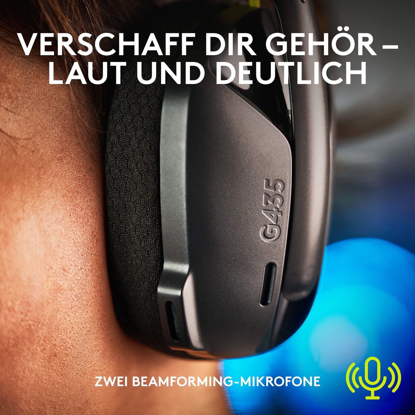 Logitech G G435 LIGHTSPEED, wireless gaming headset with Bluetooth, lightweight over-ear headphones, integrated microphones, 18 hours of battery life, Dolby Atmos, PC, PS4, PS5, Nintendo Switch/Switch 2-Black - 981-001050