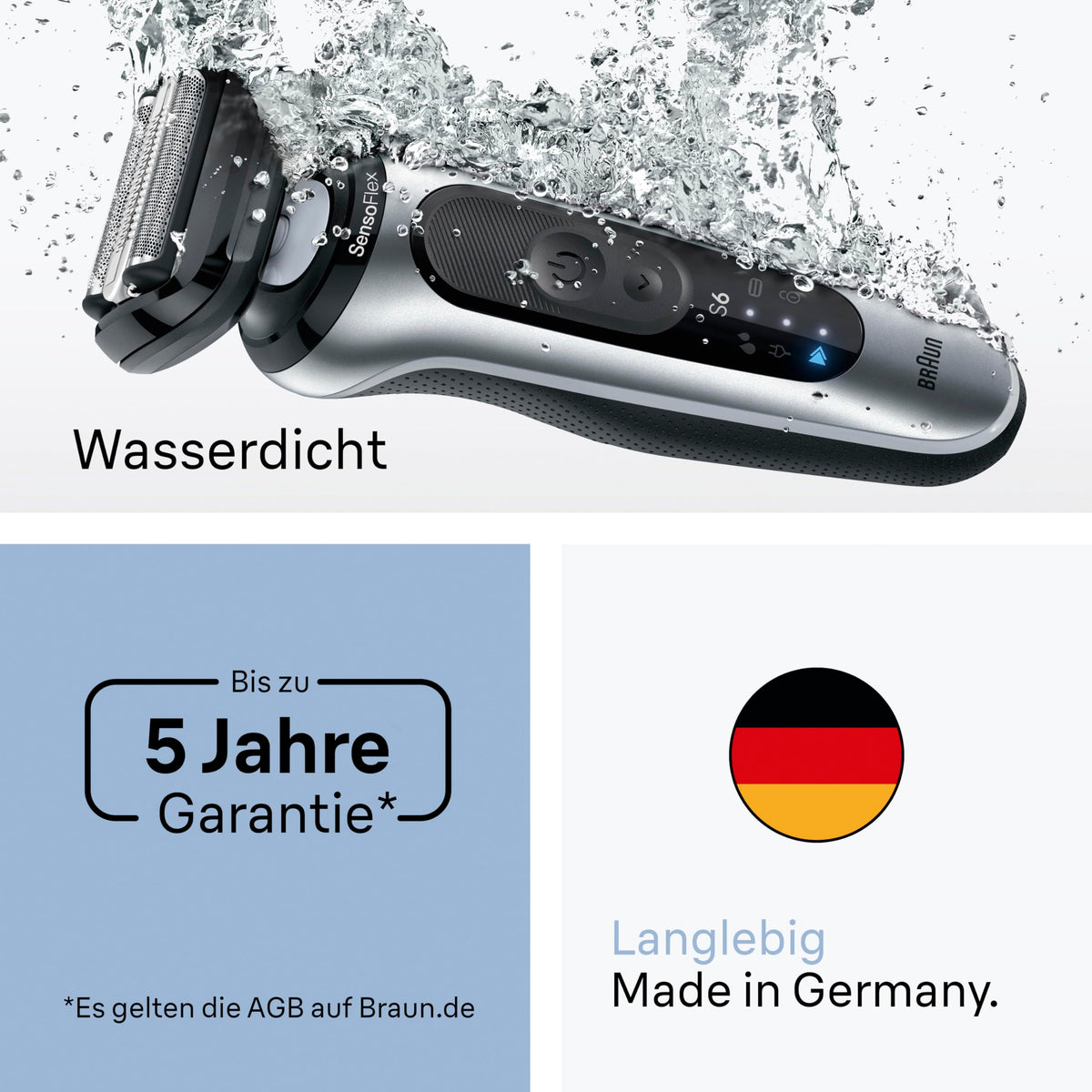 Braun Rasierer Herren Elektrisch Series 6, 62-S7650cc, Silber - 62-S7650CC