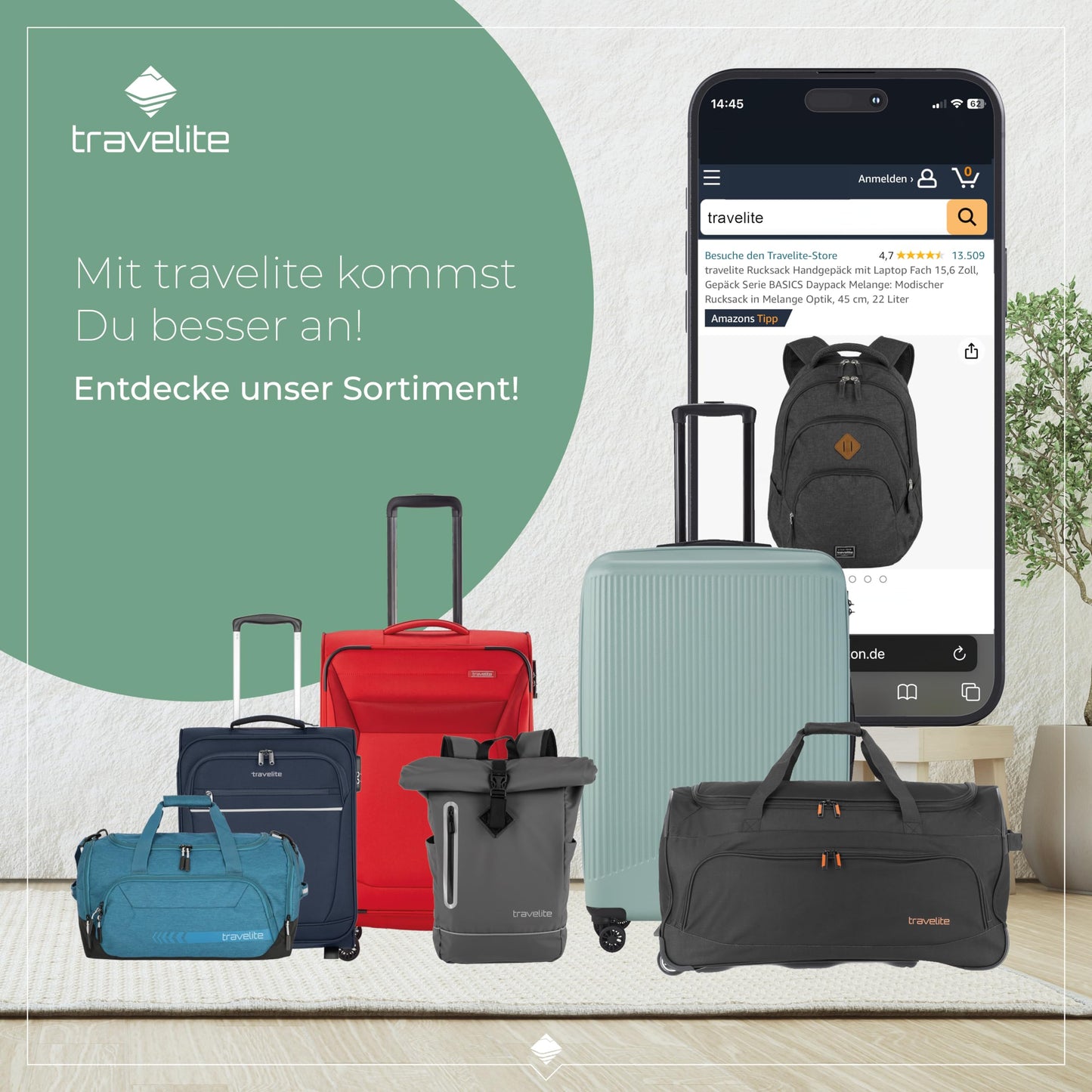 Travelite Basics Backpack - Laptop 15.6 inch, hand luggage, 45 cm, 22 liters - 096308-01