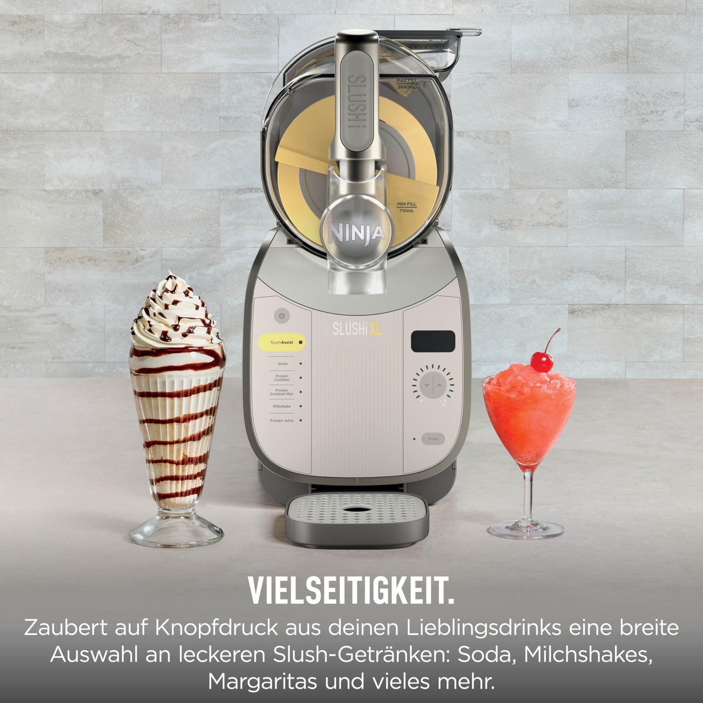 Ninja SLUSHi XL Slush Ice Cream Maker with SlushAssist Technology, Large Capacity of 3.7L (Max Capacity 2,840ml), for Slush, Frozen Cocktails and More, Mocha FS601EUBR