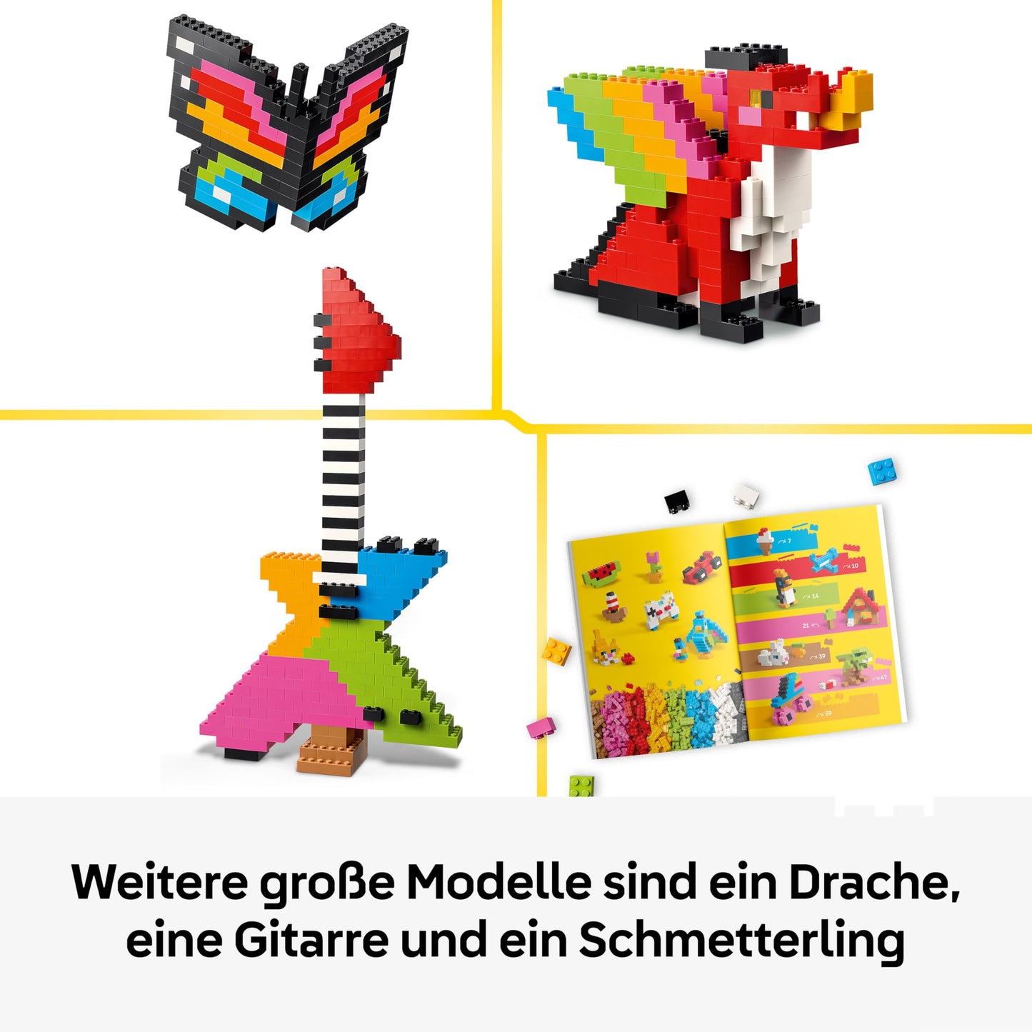 LEGO Classic Creative Colorful Bricks - Educational toy to promote fine motor skills - Animals, dinosaur figures & vehicles including plane & car - Gift for boys & girls aged 5 and up - 11045