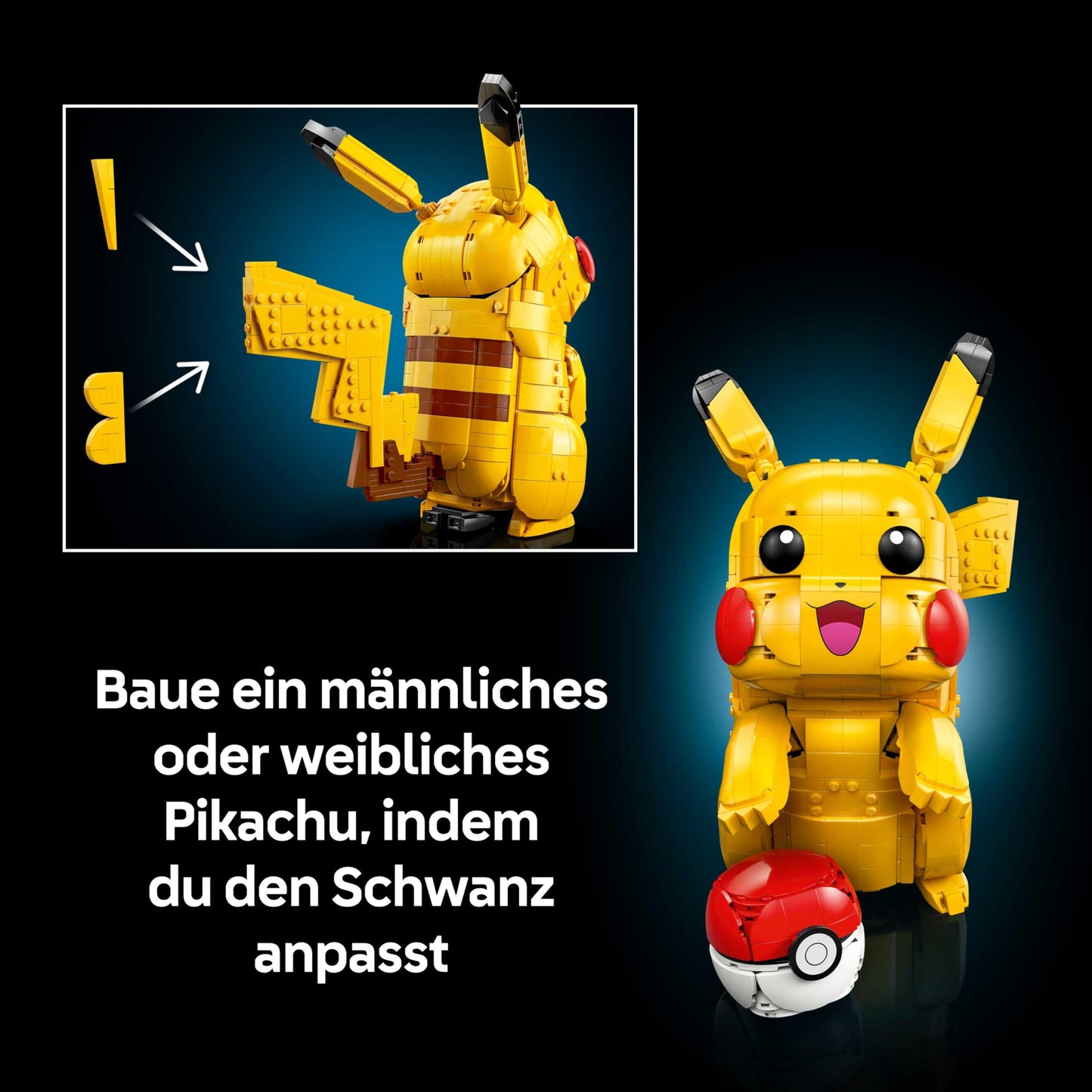 LEGO Pokémon Pikachu and Poké Ball - building set for adults - model building with movable anime figure and dynamic stand - DIY decoration for room or desk - gift for gaming fans - 72152