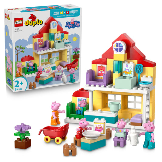 LEGO DUPLO Peppa Pig family house - educational toy to promote motor skills - Montessori toy with 5 figures & dollhouse accessories - gift for girls and boys aged 2 and over - 10467