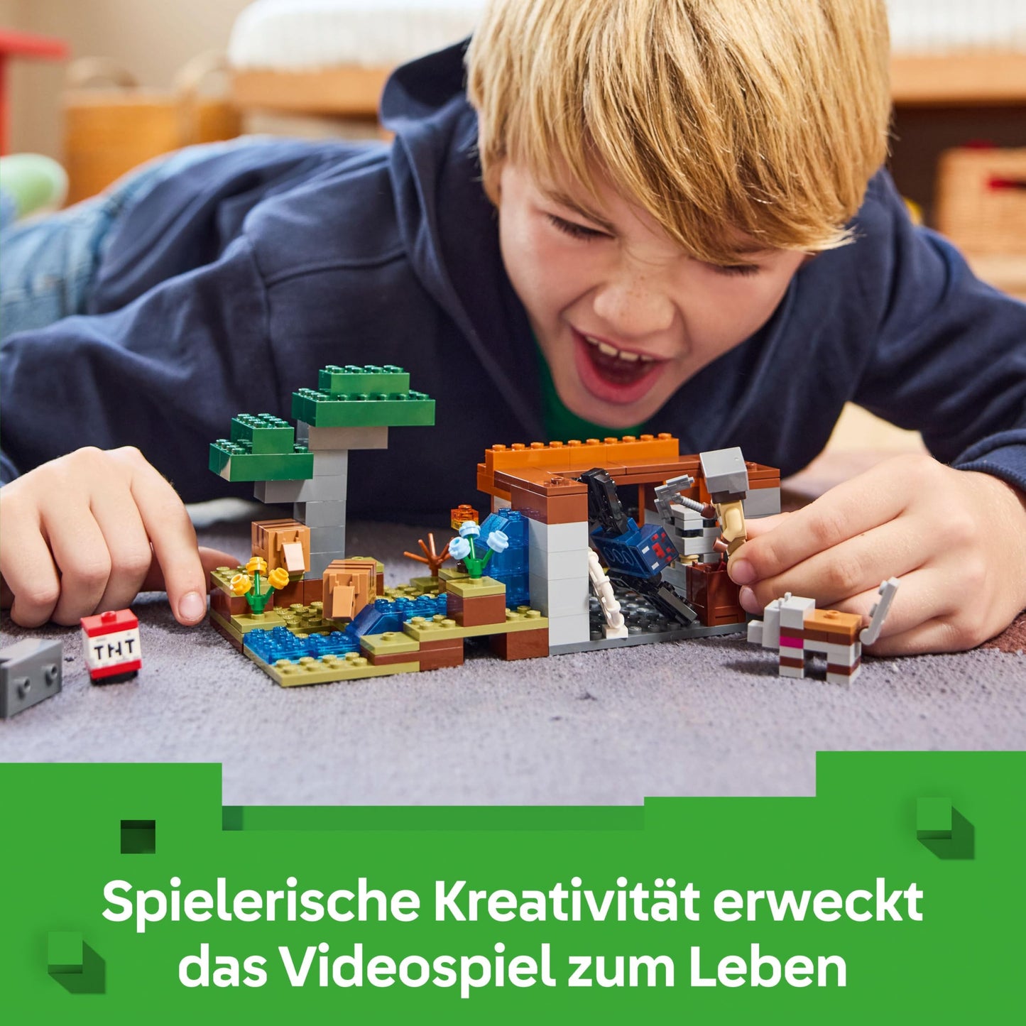 LEGO Minecraft The Expedition to the Armadillo Mine - Interactive Gamer Toy with Cave Spider and Wolf Figures - TNT Function - Gaming Gift for Boys and Girls Ages 8 and Up - 21269