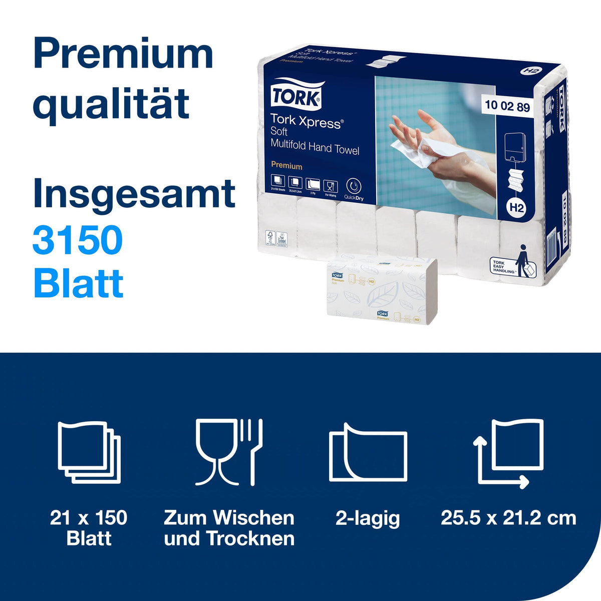 Tork Xpress prosoape de hârtie multifold moi 100289 H2 21 x 150 prosoape