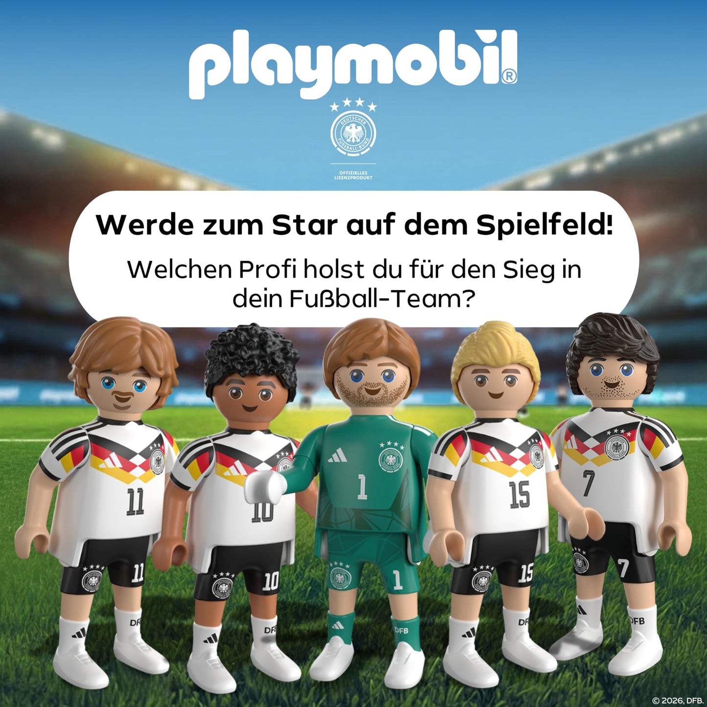 PLAYMOBIL | DFB | World Cup Collector's Set 2 | Football World Cup with Kai Havertz, Jamal Musiala, David Raum, Maximilian Mittelstädt, Nico Schlotterbeck & goalkeeper | 210450