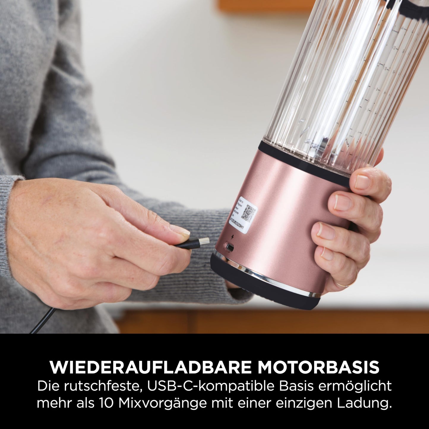 Ninja Blast Wireless Mini Blender, 530ml, 2 Pack, Leakproof Drinking Lid, Rechargeable, Rose Gold & Silver - BC151UKEUGV
