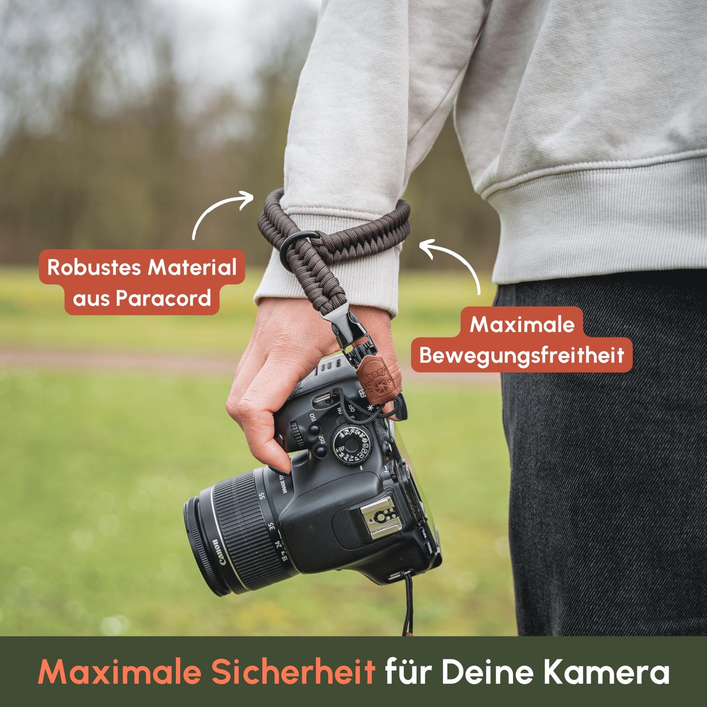 C-Rope camera hand strap The Claw made of hand-woven paracord. Camera strap with quick release system (Dark Coffee) - CRP-CLW-030-DCF
