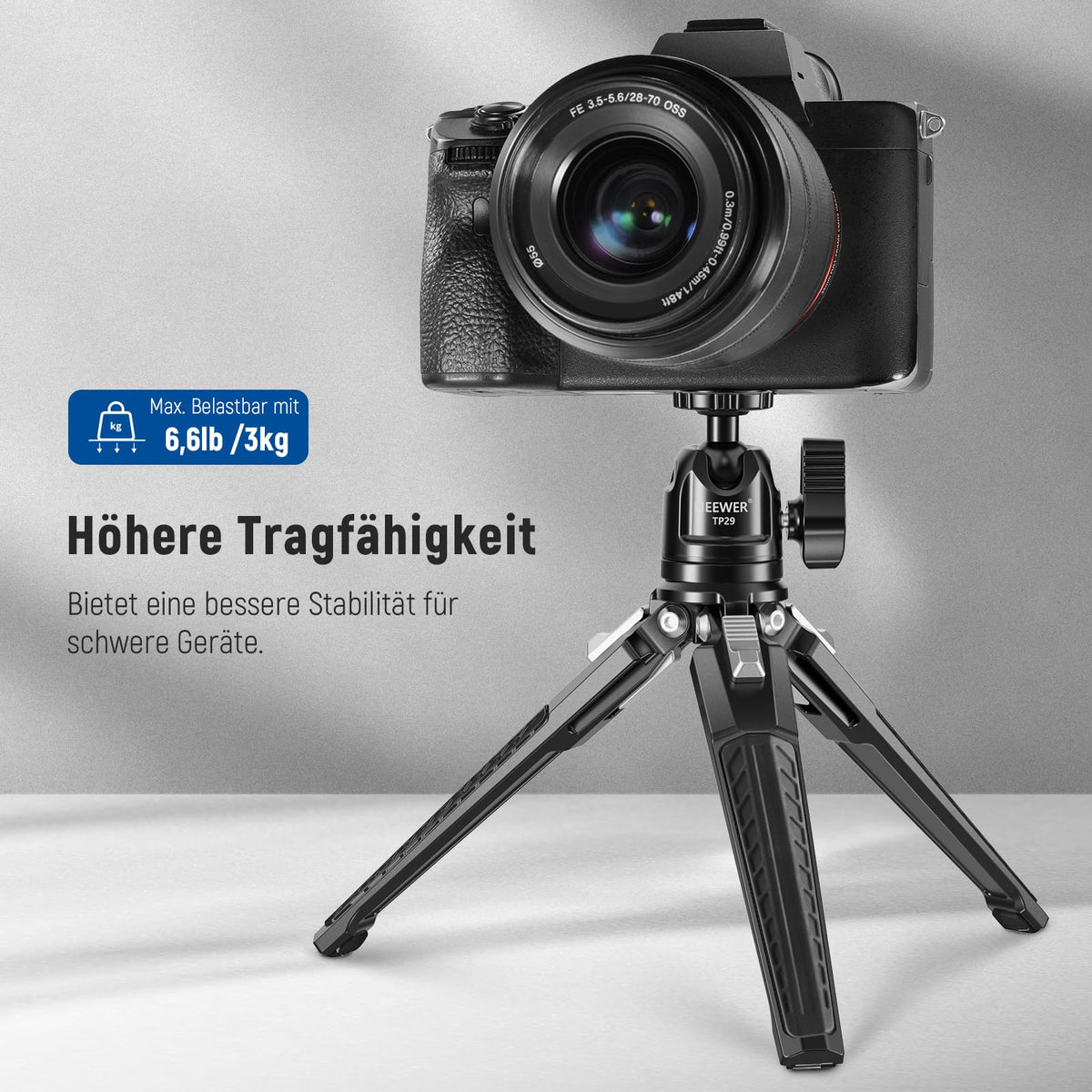NEEWER Mini Metall Tischstativ mit 360° Kugelkopf, TP29
