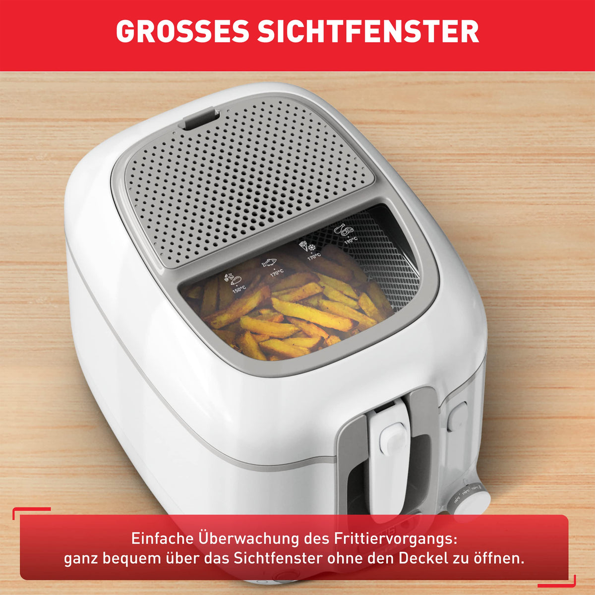 Tefal FR3141 Super Uno Friteuză | Carcasă termică | capacitate de până la 1,2 kg | cronometru digital | cartuș filtrant anti-odori | recipient interior detașabil, cu strat antiaderent | Alb/Gri