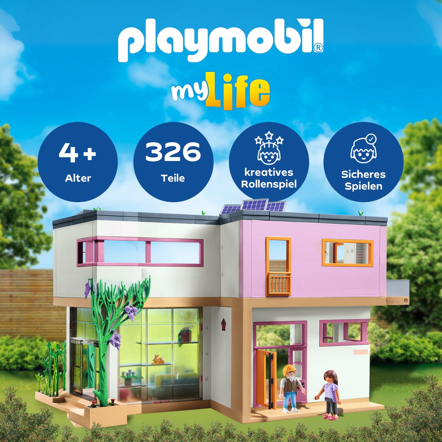 PLAYMOBIL MyLife 71607 house with winter garden, including two figures and a sticker sheet, made from over 80% recycled and bio-based materials, a variety of toys for children aged 4 and over