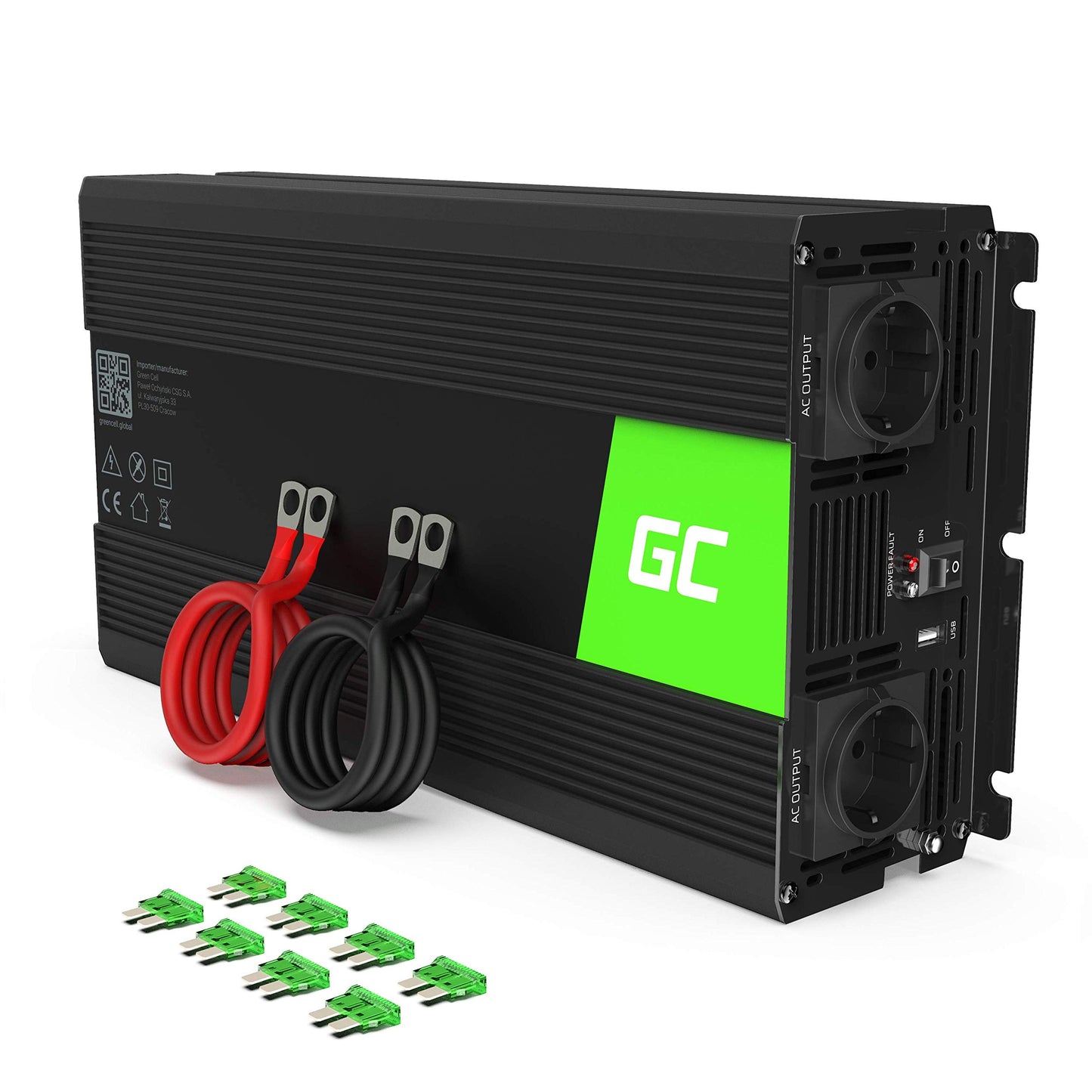 Green Cell® 1500W/3000W 24V to 230V Pure Sine Volt Car Voltage Converter Inverter Converter Pure Sine Wave Power Solar Inverter DC AC Converter Current Converter Caravan Car Charger