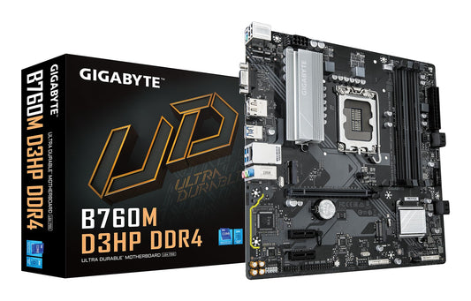 GIGABYTE B760M D3HP DDR4 Motherboard - Supports Intel Core 14th Generation CPUs, 4+1+1 Phase Digital VRM, up to 5333MHz DDR4 (OC), 2xPCIe 4.0 M.2, GbE LAN, USB 3.2 Gen1