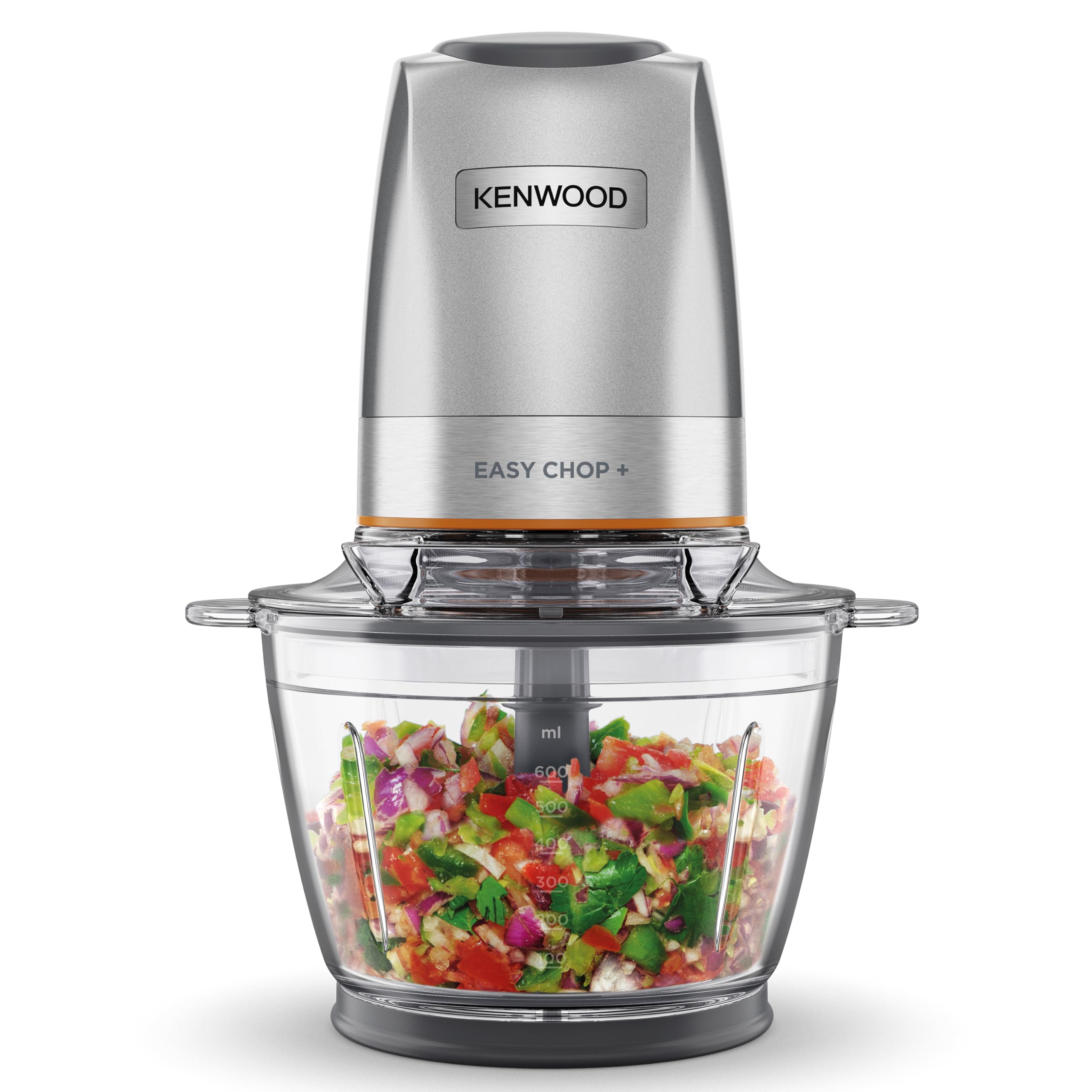 Kenwood EasyChop+ CHP62.400 SI Electric chopper with four-fold stainless steel blades, one-touch operation, ice crusher, 0.6 l work container, dishwasher safe, 500W, black - CHP62.400SI