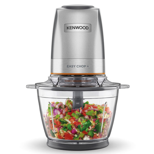Kenwood EasyChop+ CHP62.400 SI Electric chopper with four-fold stainless steel blades, one-touch operation, ice crusher, 0.6 l work container, dishwasher safe, 500W, black - CHP62.400SI