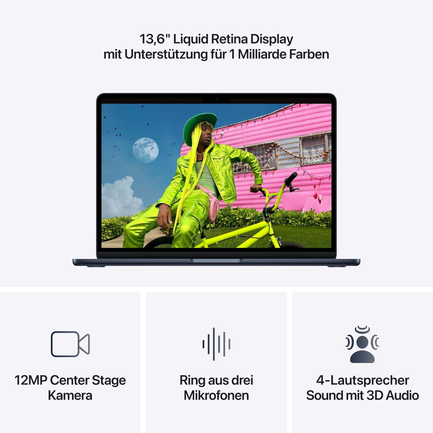 Apple 13.6" MacBook Air M5 chip with 10-core CPU and 10-core GPU: Liquid Retina Display, 24 GB shared RAM, 1 TB SSD, Touch ID, WLAN 7, midnight; with Apple 30W USB-C power adapter - MDHE4D/A