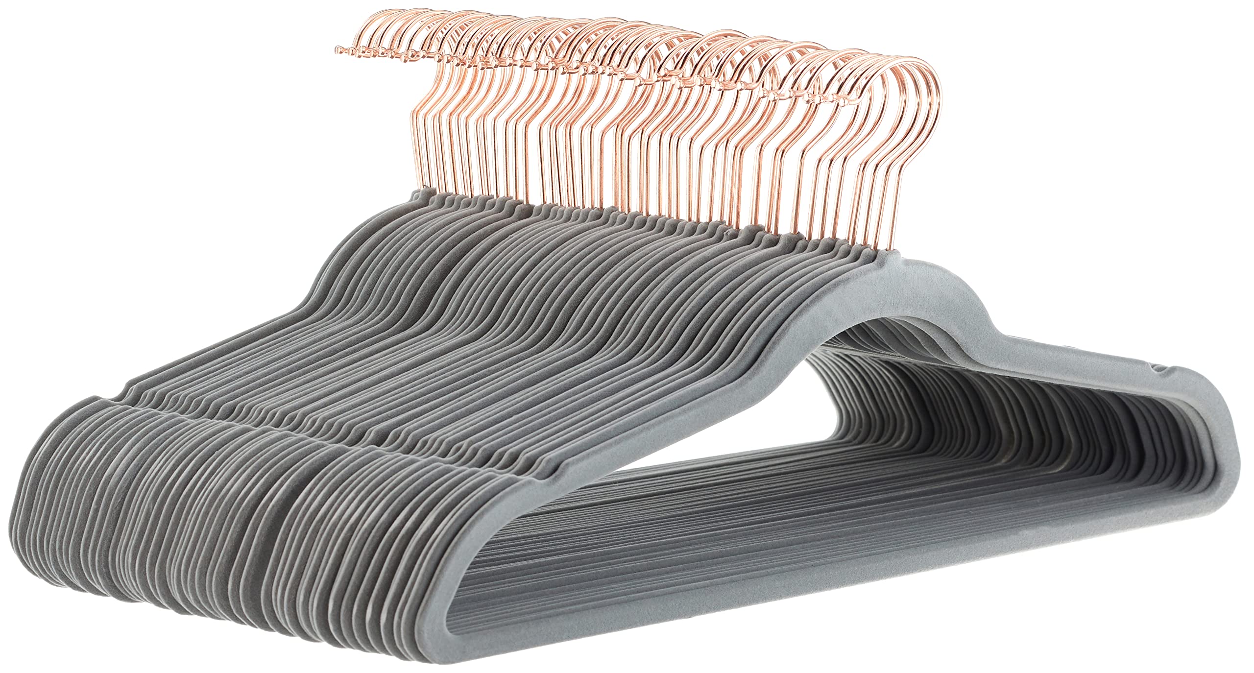Amazon Basics Velvet Slim Non-Slip Suit Hangers Pack of 50 Grey/Gold - AH_vnv1008