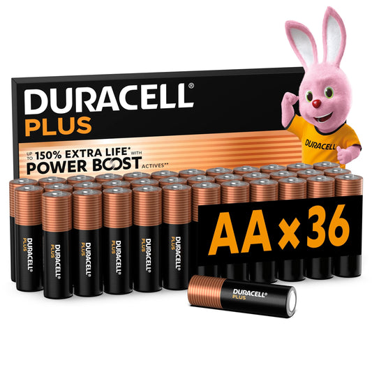 DURACELL Plus AA Batteries (Pack of 36) - Alkaline Batteries 1.5V - LR06