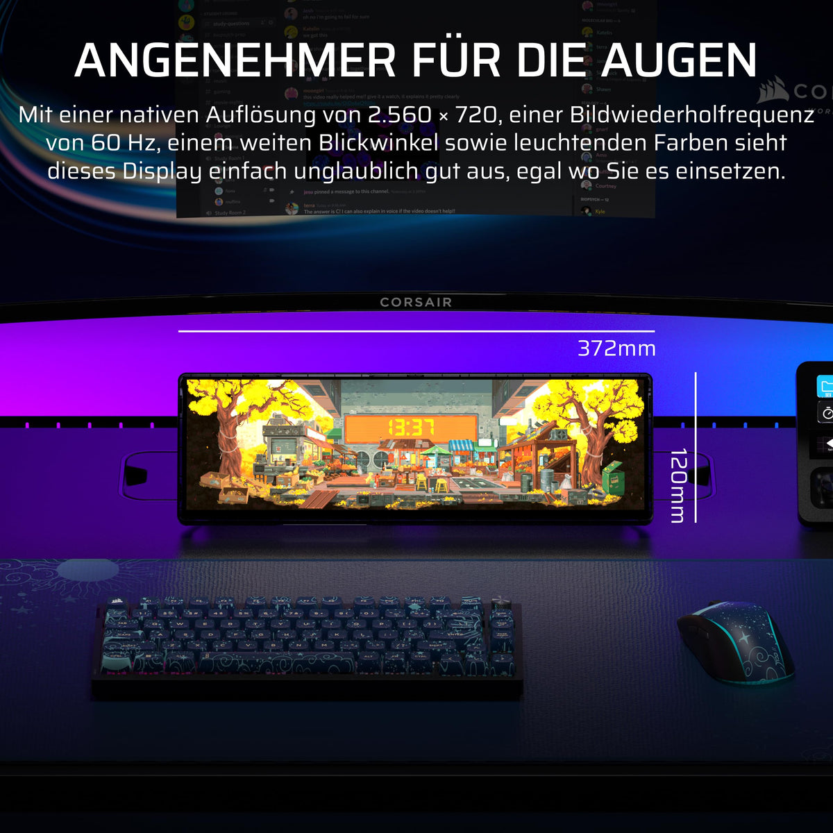 CORSAIR XENEON EDGE 14,5-Zoll-2K-LCD-Touchscreen HDMI și USB-C – Gri fumuriu - CC-9011357-WW