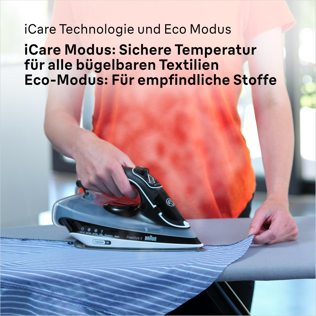 Braun FreeStyle 5 Steam Iron SI 5188 BK – Iron with FreeGlide 3D soleplate, vertical steam, 2800 Watts, steam shot 220 g/min, 330 ml water tank, black - SI5188BK
