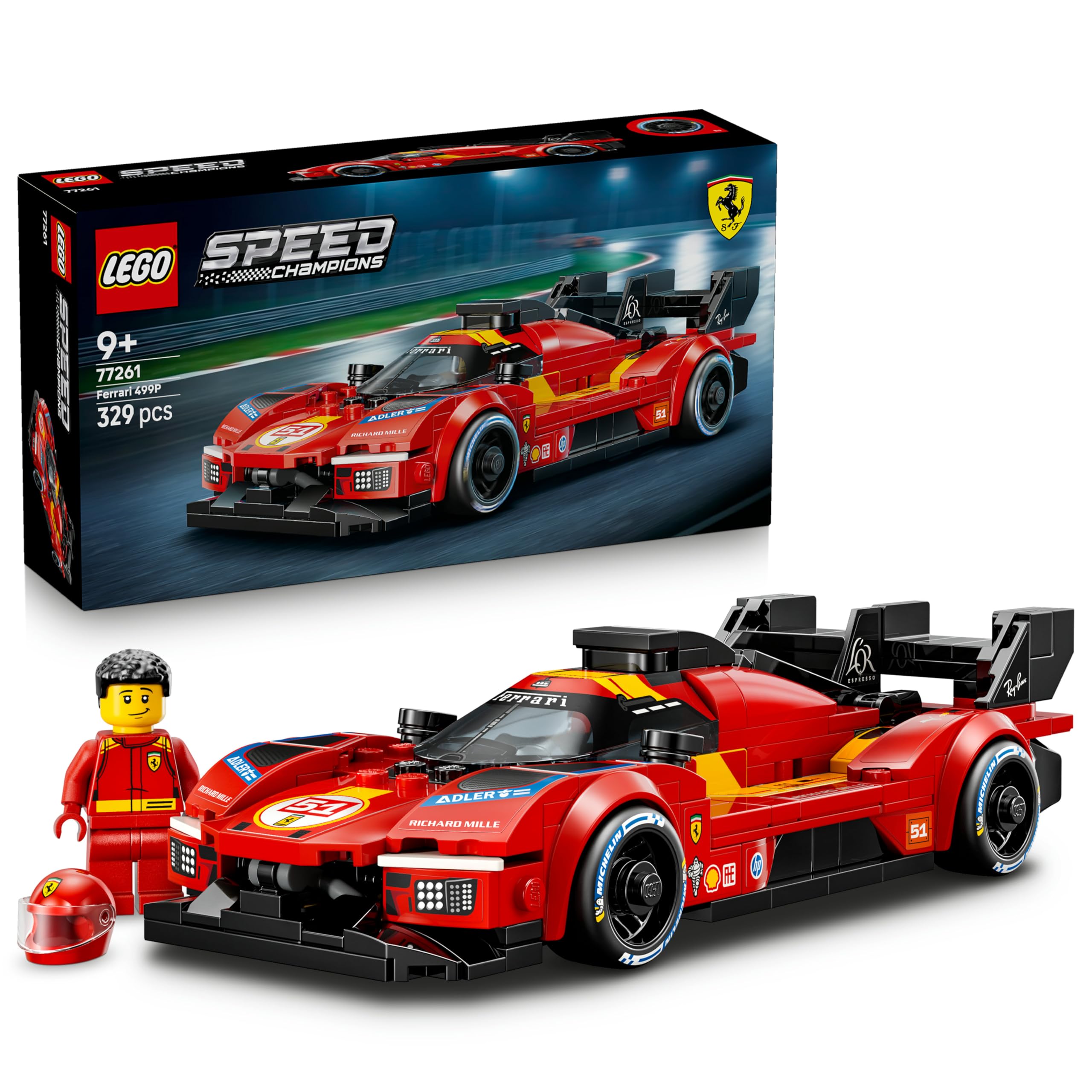 LEGO Speed Champions Ferrari 499P - racing car toy - mint model building with driver minifigure to collect - motorsport gift for boys aged 9 and up and fans - 77261