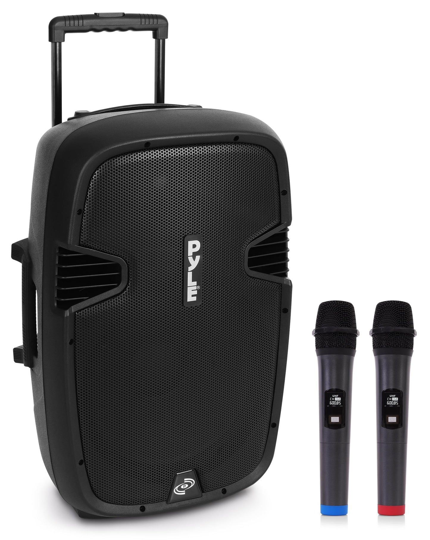Pyle party box, Bluetooth speaker, large, portable and rollable, music box with 2 microphones and remote control, 1600 watts with built-in rechargeable battery, boom box for indoor and outdoor use - PPHP1599WU
