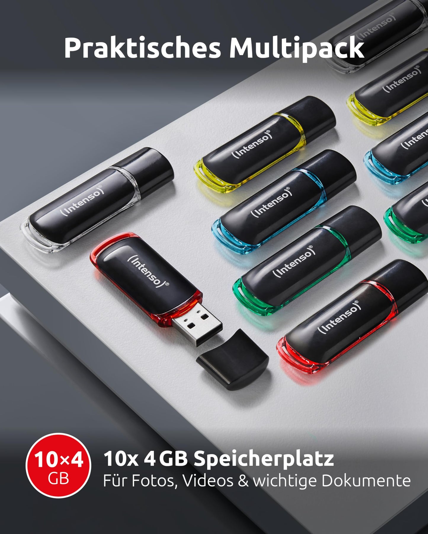 Intenso USB Stick Business Line Multipack 4GB Set of 10 - USB 2.0 High Speed USB-A Flash Drive - up to 28 MB/s - compatible with Windows & Mac - 3511551