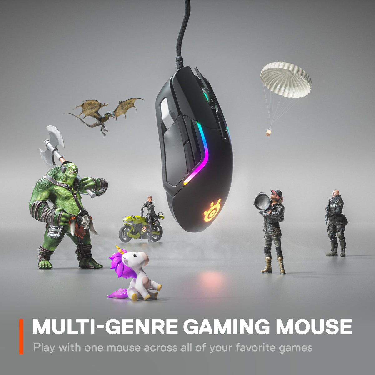 SteelSeries Rival 5 - Gaming Mouse - TrueMove Air Optical Sensor with 18,000 CPI - 9 programmable buttons - Ultra-lightweight 85 grams, Black - 62551