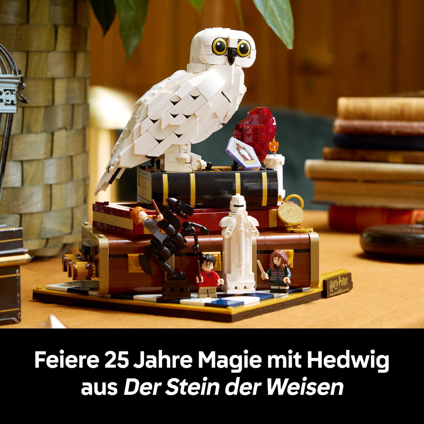 LEGO Harry Potter Philosopher's Stone - Collector's Edition - DIY Decoration - Model Building with Miniature Film Scenes - Hedwig Owl Figure, 3 Minifigures - Gift for Men, Women and Fans - 76466