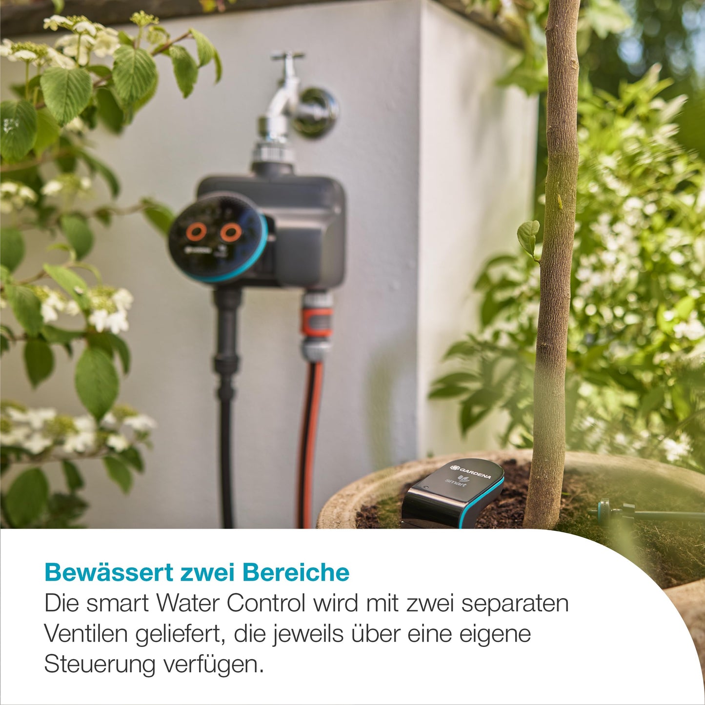 Gardena smart Dual Water Control irrigation controller; smart: Data-controlled irrigation*, Smart Home Integration*, For two independent garden areas, High-quality valve technology (19034-20)