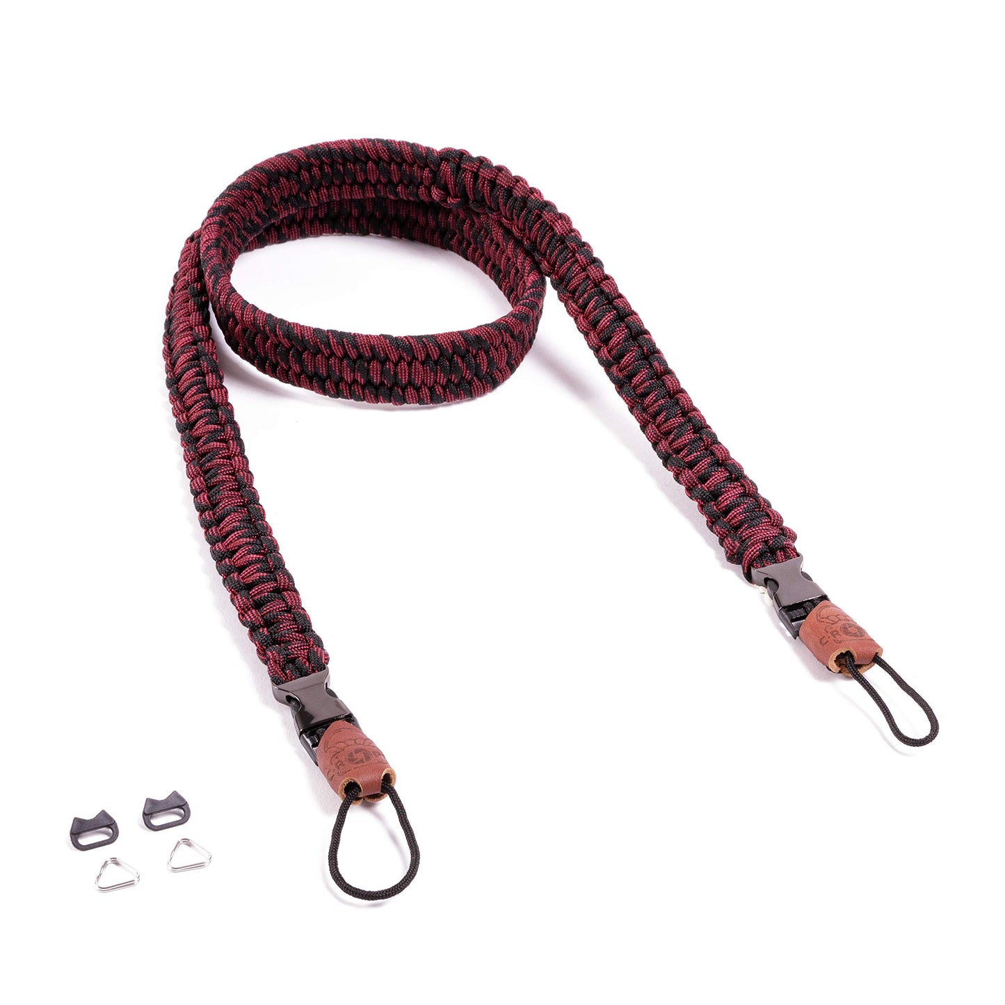 C-Rope camera strap THE TRAVELER hand-braided from paracord, shoulder strap with quick release, 125cm, black-red - CRP-TRL-125-BLR