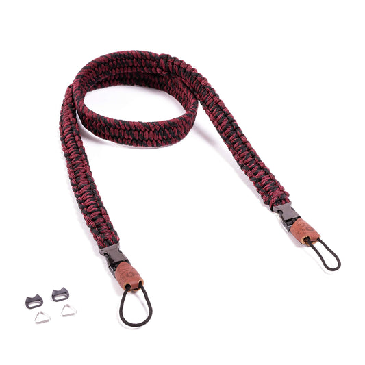 C-Rope camera strap THE TRAVELER hand-braided from paracord, shoulder strap with quick release, 125cm, black-red - CRP-TRL-125-BLR