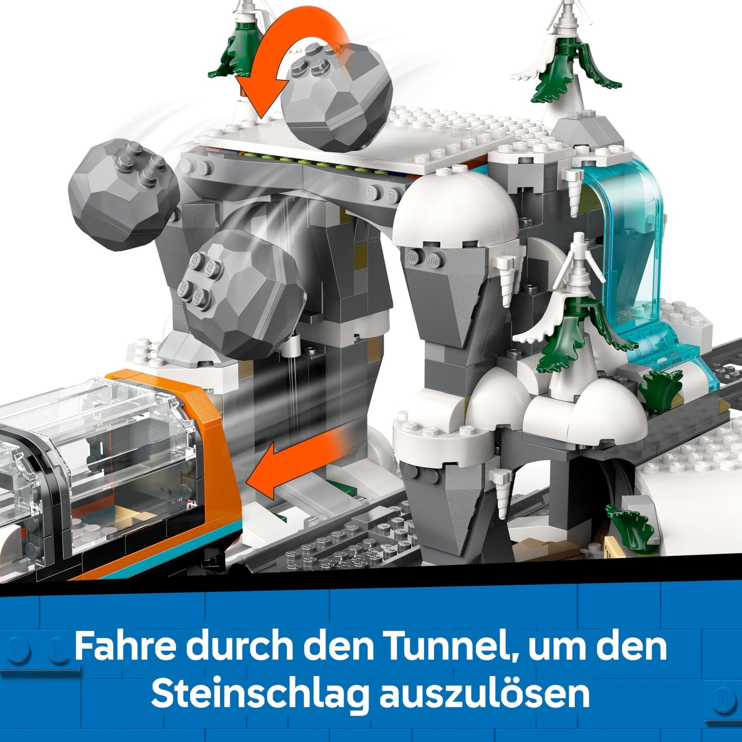 LEGO City Trains Arctic Polar Express - toy with remote-controlled train - snow plow, 22 track segments, 6 minifigures & rock slide function - gift for boys and girls aged 7 and up - 60470