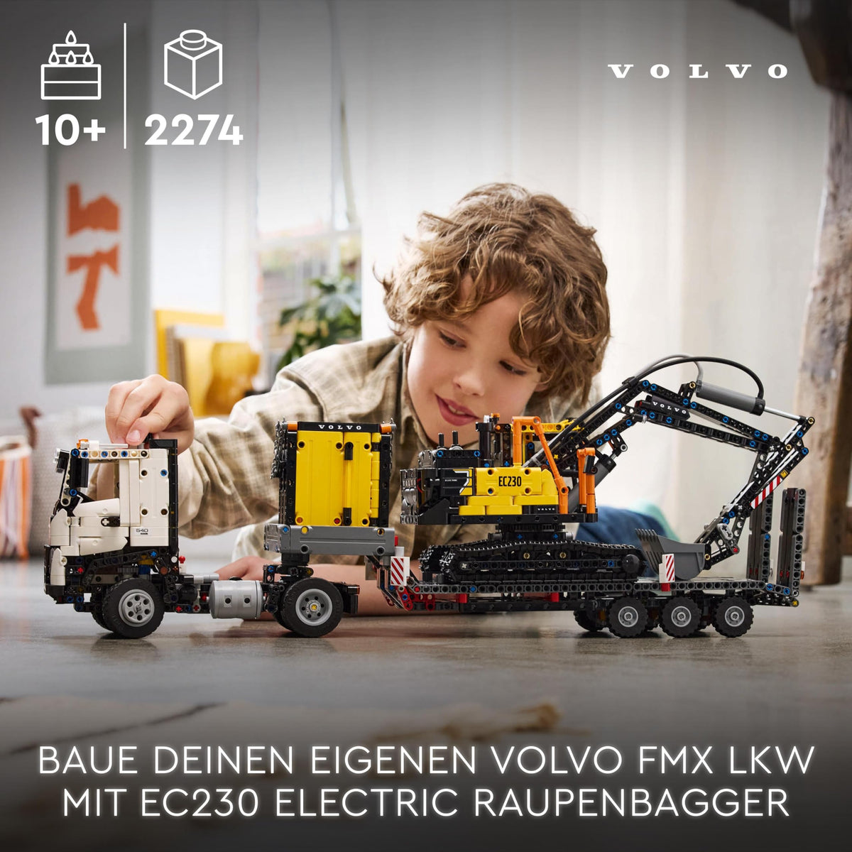 LEGO Technic Volvo FMX Truck with EC230 Electric Crawler Excavator, children's toy, gift set for boys and girls aged 10 and up, toy construction vehicles, excavator toy set 42175