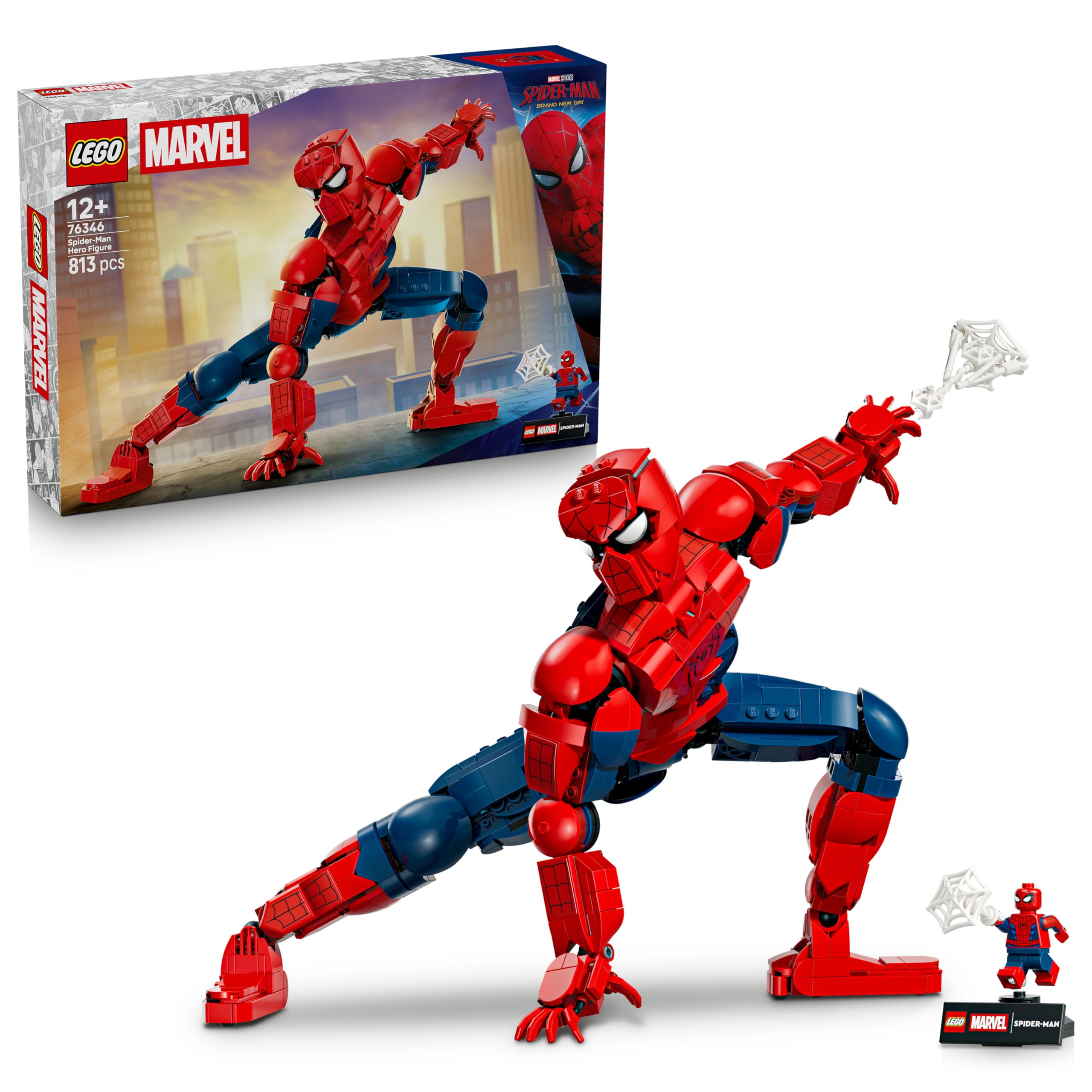 LEGO | Marvel Spider-Man figure - superhero toy including minifigure to collect - DIY decoration - gift for boys aged 12 and over and young film fans - 76346