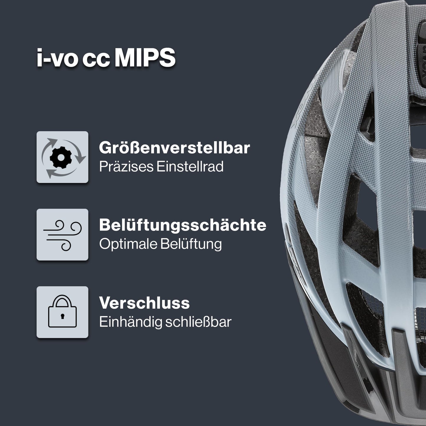uvex i-vo cc MIPS bicycle helmet, Dove matt, 52-57 cm - S413613