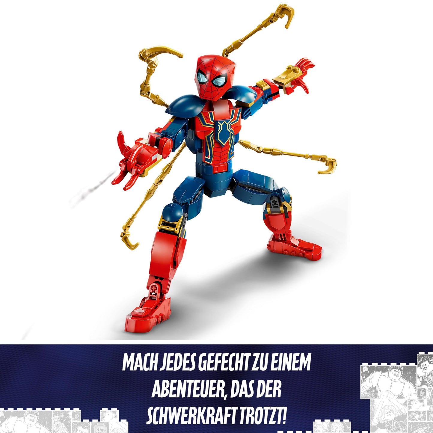 LEGO Marvel Iron Spider-Man building figure, superhero action toy for children aged 8 and over, boys and girls, set with armor, buildable model, Avengers gift idea for fans of the Marvel films 76298