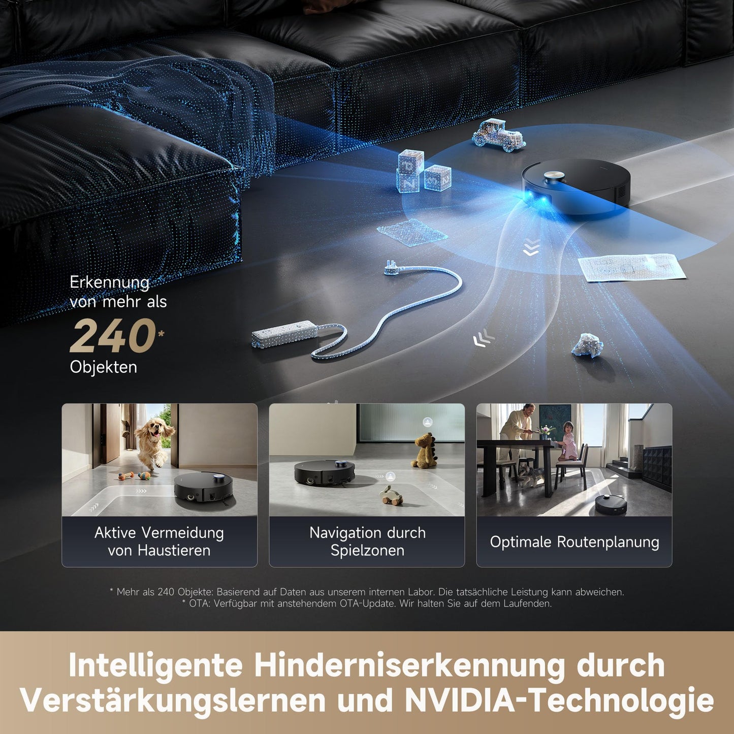 dreame Aqua10 Ultra Roller Complete vacuum robot with wiping function, 30,000Pa suction power, 8 cm obstacle clearance, self-cleaning of the rollers, automatic emptying, intelligent voice control Black - RLH71DE-1