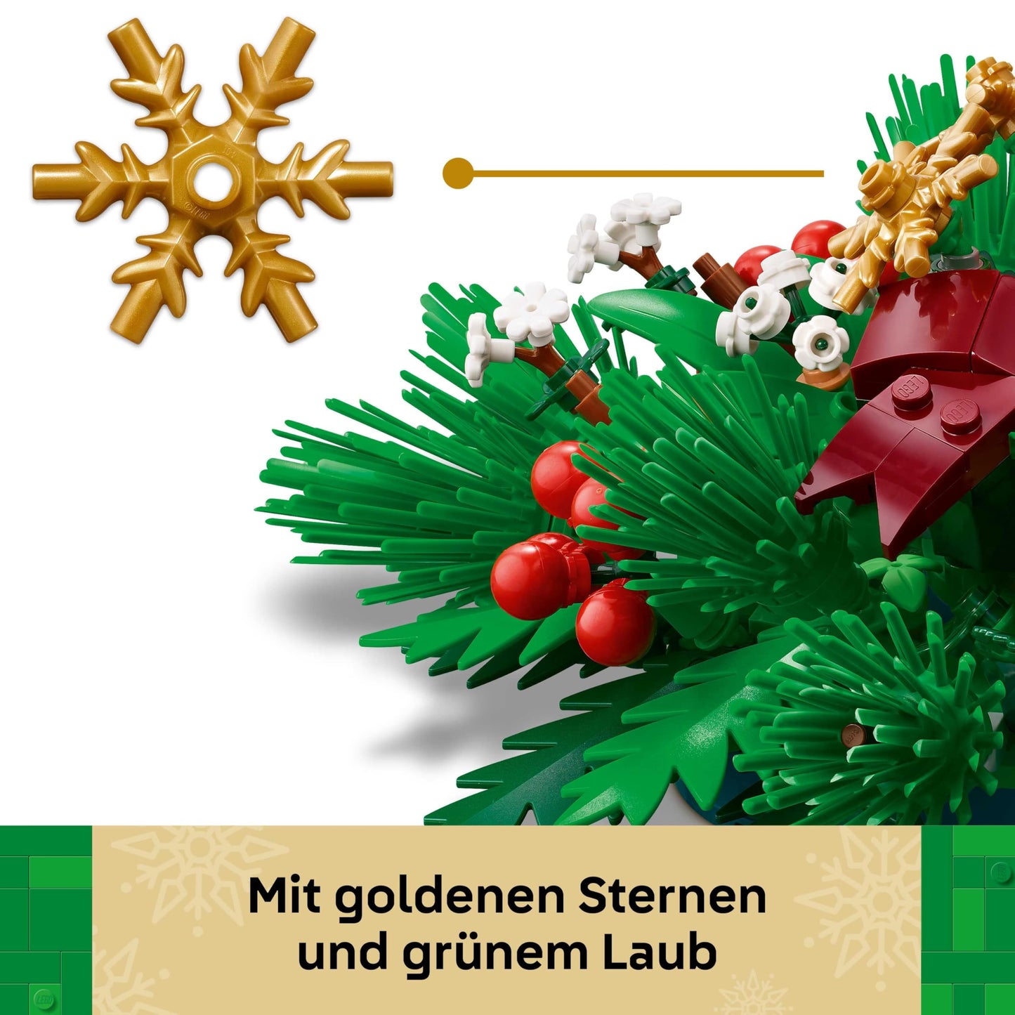 LEGO Christmas arrangement - DIY table decoration and candlestick with berries, stars, leaves - craft set for children and family - Christmas gift for girls and boys aged 12 and over - 40743