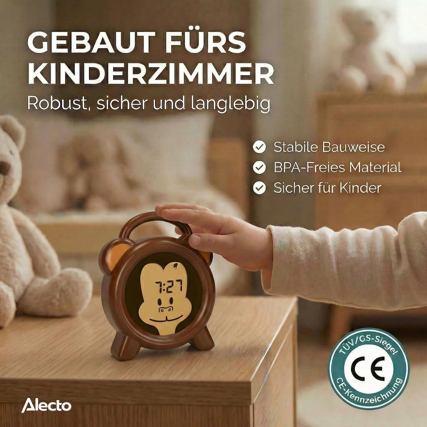 Alecto BC-100 Monkey - Moneky - children's alarm clock - children's alarm clock